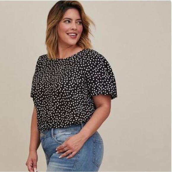 Torrid Tops - Torrid Abbey Georgette Puff Sleev Blouse 2